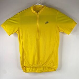 Ascis Mens Yellow Performance Quarter Zip Short Sleeve Comfort T Shirt Size M